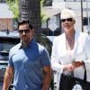 Brigitte Nielsen et son mari M. Dessi vont déjeuner au restaurant "Joan's" à Studio City, le 22 juillet 2019. Très complice, le couple a été vu marchant main dans la main dans la rue et s'embrassant tendrement alors qu'ils attendaient d'être servis au restaurant. Studio City. Le 22 juillet 2019.