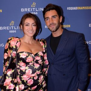 Valentin Léonard et sa compagne Rachel Legrain-Trapani (Miss France 2007) lors de la soirée de réouverture de la boutique "Breitling", située rue de la Paix. Paris, le 3 octobre 2019. © Rachid Bellak/Bestimage