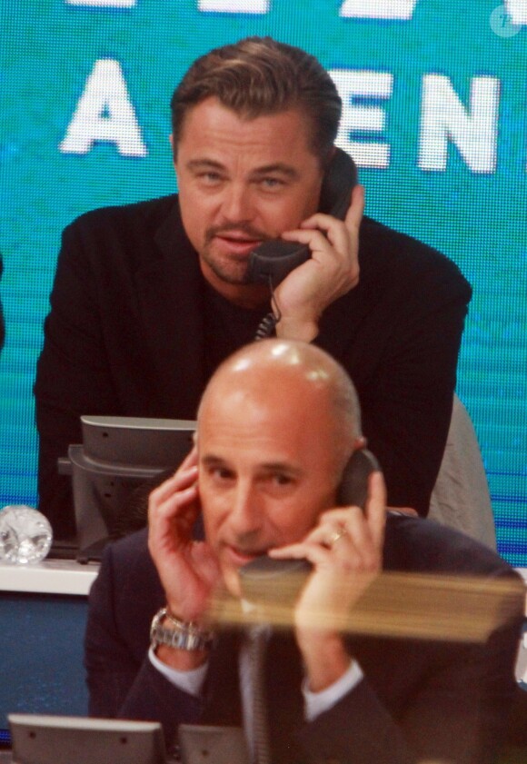Leonardo DiCaprio et Matt Lauer en septembre 2017 lors d'un téléthon organisé à New York au bénéfice des victimes de la tempête Harvey.