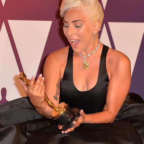 Lady Gaga (Oscar de la meilleure chanson originale pour "Shallow" dans le film "A Star is Born") - Pressroom de la 91e cérémonie des Oscars 2019 au théâtre Dolby à Los Angeles, le 24 février 2019.