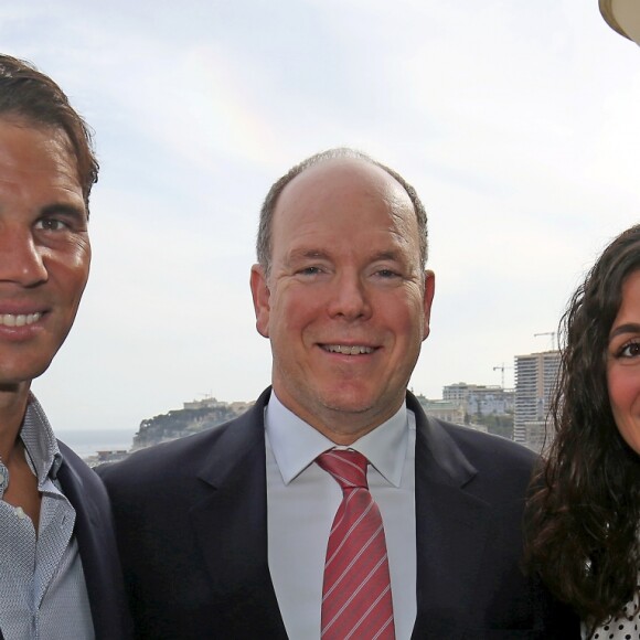 Exclusif - Le prince Albert II de Monaco, Rafael Nadal et Xisca Perello - Inauguration de la suite Rafael Nadal au Monte-Carlo Bay de Monaco le 16 avril 2018 © Jean-François Ottonello / Nice Matin / Bestimage