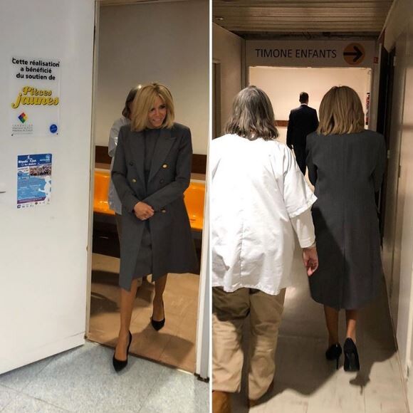 Brigitte Macron visite le service pédiatrique de l'hôpital La Timone, à Marseille, en qualité de présidente de la Fondation Hôpitaux de Paris-Hôpitaux de France. Photo publiée sur Instagram le 23 octobre 2019.