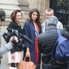 Iris Mittenaere et ses parents Yves Mittenaere et Laurence Druart au Palais de l'Elysée pour rencontrer le Président de la République François Hollande et visiter l'Elysée à Paris, le 18 mars 2017.