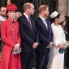 Le prince William et Kate Middleton, et le prince Harry et Meghan Markle, lors de la messe en l'honneur de la journée du Commonwealth à l'abbaye de Westminster à Londres le 11 mars 2019.