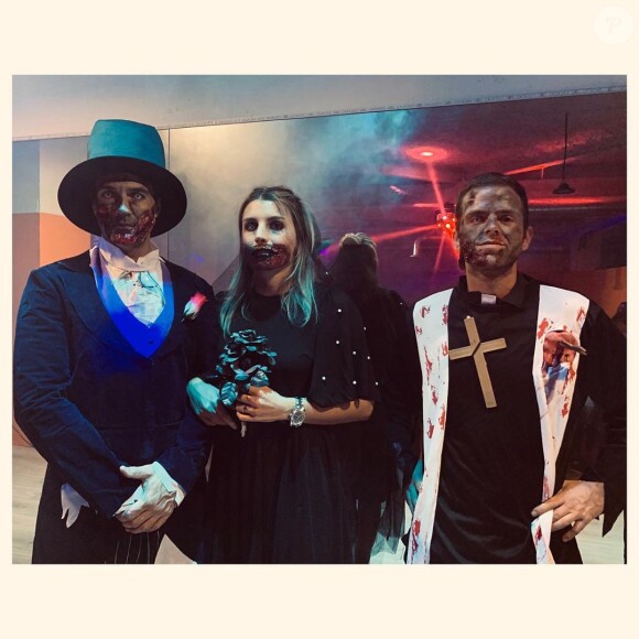 Jean-Pascal Lacoste et Delphine Tellier déguisés en mariés pour Halloween, le 31 octobre 2019