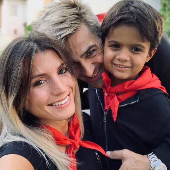 Jean-Pascal Lacoste avec son fils et Delphine Tellier, le 30 juin 2019
