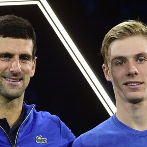 Novak Djokovic remporte le tournoi Rolex Paris Masters 2019 face à Denis Shapovalov (6/3 - 6/4). Paris, le 3 novembre 2019.