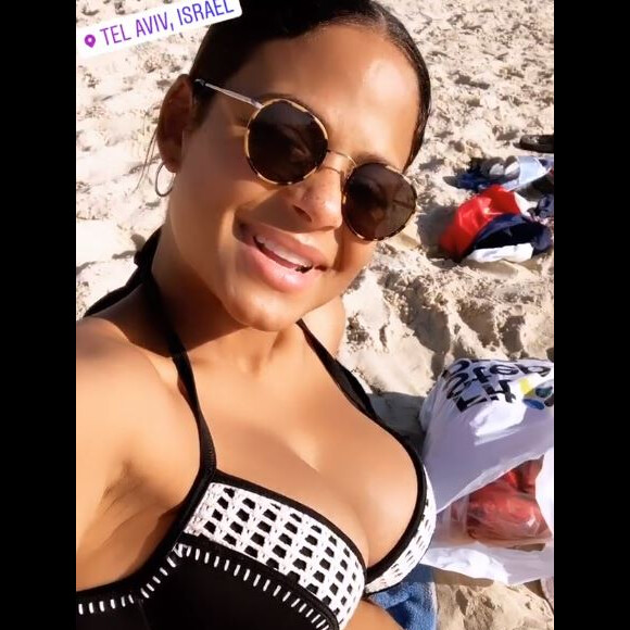 Christina Milian, enceinte de M. Pokora, en bikini à Tel Aviv, en Israël, le 4 novembre 2019.