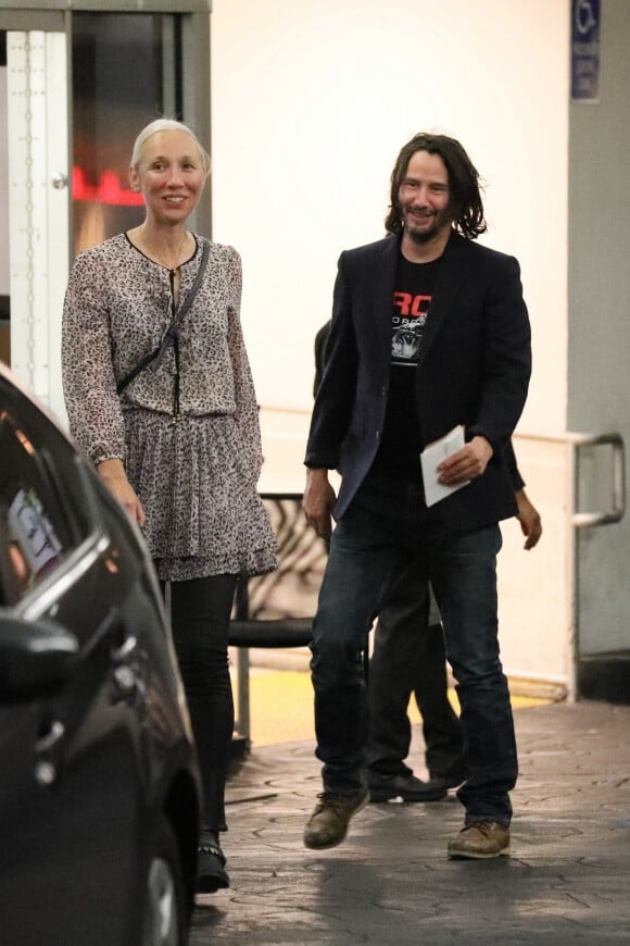 Exclusif - Keanu Reeves et sa compagne Alexandra Grant quittent le restaurant E Baldi à Los Angeles le 17 septembre 2019.