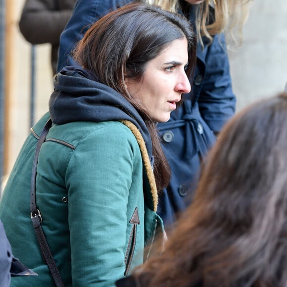 Géraldine Nakache - Sorties des obsèques de Marie Laforêt en l'église Saint-Eustache à Paris. Le 7 novembre 2019.