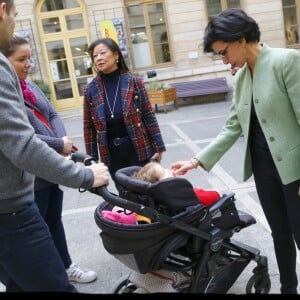 Exclusif - Rachida Dati et Jeanne d'Hauteserre (Maire du 8ème arrondissement de Paris) - Déplacement de Rachida Dati sur des thématiques liées à l'Enfance et à la Famille à Paris à l'Espace Beaujon à Paris, le 8 novembre 2019. © Alain Guizard/Bestimage