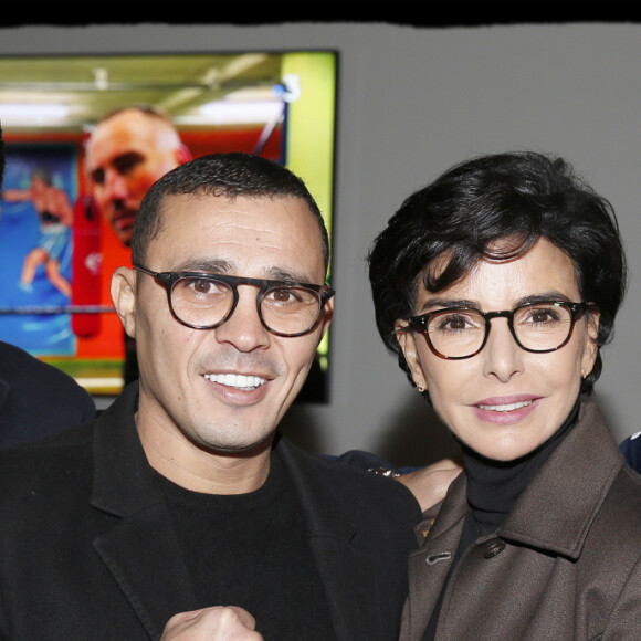 Exclusif - Rachida Dati, Gérard Loureiro, Brahim Asloum et Ali Oubaali. Rachida Dati se rend au Champion Spirit Rive Gauche pour l' entrainement de Michel Soro, détenteur de la ceinture de champion du monde des Super Welters, à 48H de son combat face à Cédric Vitu. Paris, le 13 novembre 2019. © Alain Guizard/Bestimage13/11/2019 - Paris