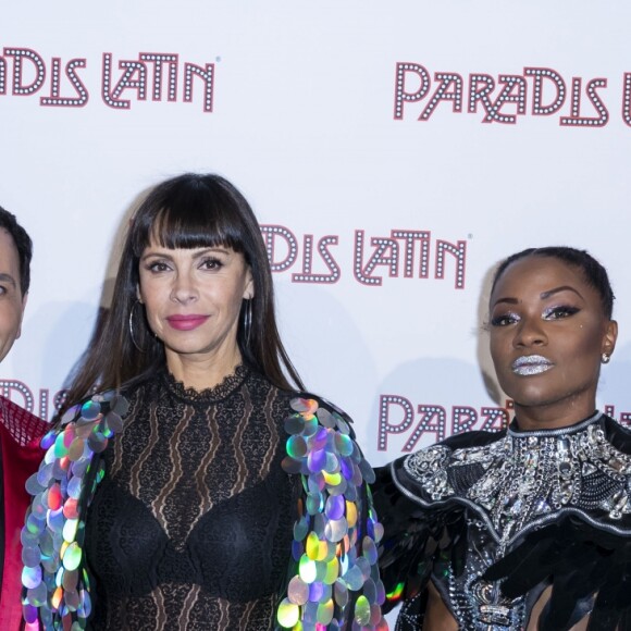 Kamel Ouali et Mathilda May (habillée en Racha et Louboutin) - Photocall de la générale "L'Oiseau Paradis" au Paradis Latin à Paris le 6 juin 2019. © Olivier Borde/Bestimage