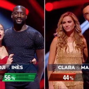 Clara Morgane et Maxime Dereymez sont éliminés de l'émission "Danse avec les stars 10". TF1. Le 26 octobre 2019.