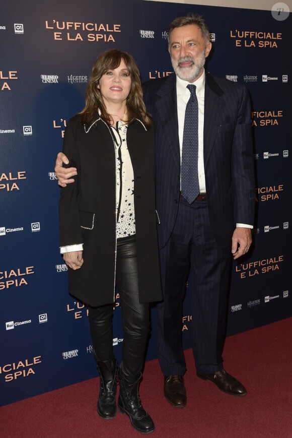 Emmanuelle Seigner, Luca Barbareschi - Les célébrités assistent à la première de "J'accuse" à Rome, le 18 novembre 2019.