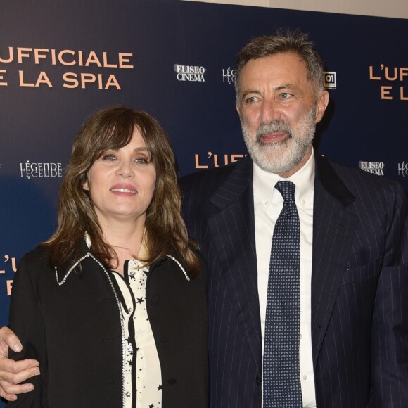 Emmanuelle Seigner, Luca Barbareschi - Les célébrités assistent à la première de "J'accuse" à Rome, le 18 novembre 2019.