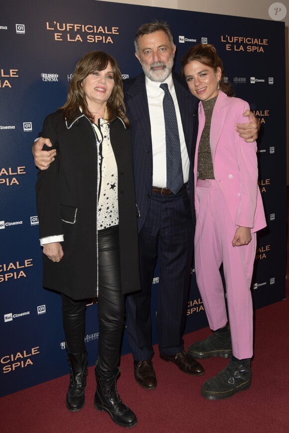 Emmanuelle Seigner, Luca Barbareschi, Morgane Polanski - Les célébrités assistent à la première de "J'accuse" à Rome, le 18 novembre 2019.