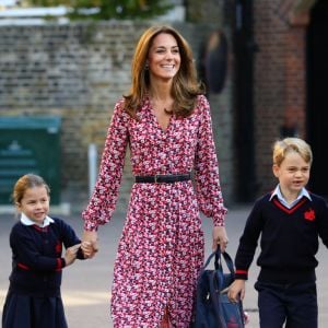 Le prince William, duc de Cambridge, et Catherine (Kate) Middleton, duchesse de Cambridge, accompagnent le prince George et la princesse Charlotte pour leur rentrée scolaire à l'école Thomas's Battersea à Londres, Royaume Uni, le 5 septembre 2019.