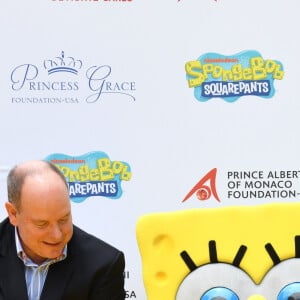 Le prince Albert II de Monaco et ses enfant le prince héréditaire Jacques et la princesse Gabriella lors de l'anniversaire des 20 ans de Bob l'Eponge, au 59eme Festival de Télévision de Monte-Carlo au Grimaldi Forum à Monaco le 16 juin 2019. © Bruno Bebert / Bestimage