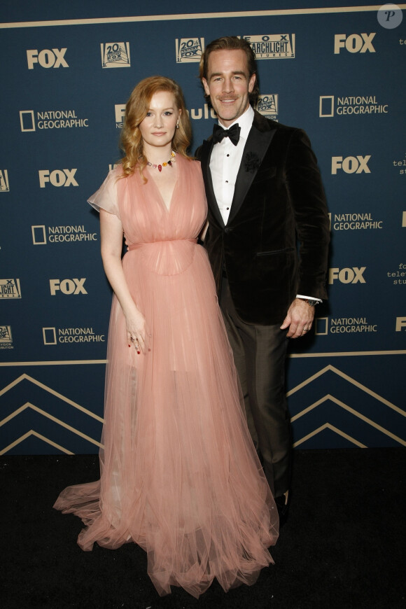 James et Kimberly Van Der Beek au photocall de la soirée "Fox, FX et Hulu Golden Globe Party" au Beverly Hilton Hotel à Beverly Hills. Los Angeles, le 6 janvier 2019.