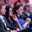 Le prince Harry, Meghan Markle, Catherine Kate Middleton (enceinte), duchesse de Cambridge, le prince William, duc de Cambridge lors du premier forum annuel de la Fondation Royale à Londres le 28 février 2018.