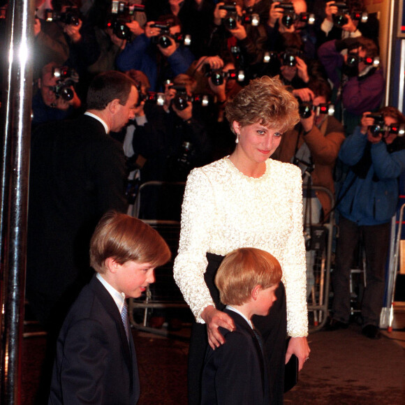 Lady Diana et ses fils les princes Harry et William à Londres en 1992.