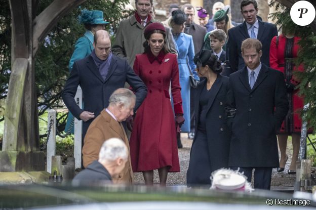 Le prince William, duc de Cambridge, Catherine Kate Middleton, duchesse de Cambridge, Meghan Markle, duchesse de Sussex, le prince Harry, duc de Sussex - La famille royale assiste à la messe de Noël à Sandringham le 25 décembre 2018.