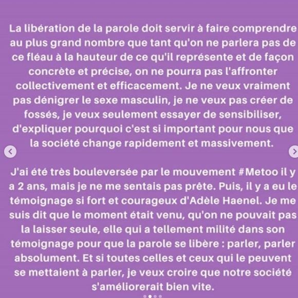 Lucie Lucas s'exprime sur Instagram, le 27 novembre 2019.