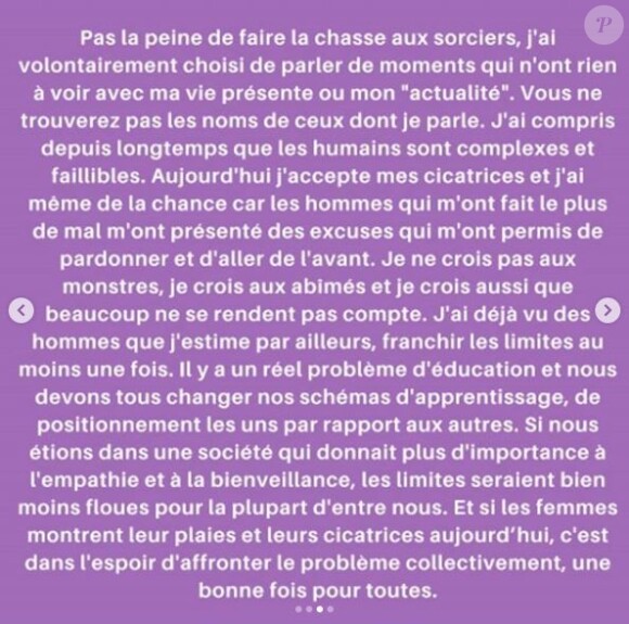 Lucie Lucas s'exprime sur Instagram, le 27 novembre 2019.