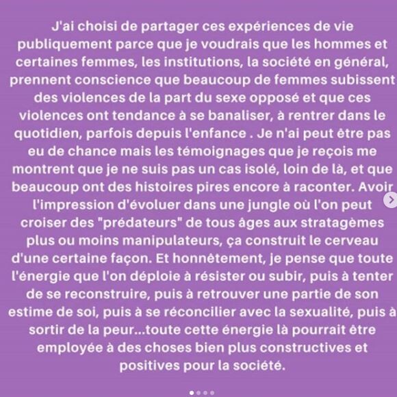 Lucie Lucas s'exprime sur Instagram, le 27 novembre 2019.