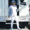 Exclusif - Christina Milian enceinte devant son Beignet Box truck dans le quartier de Studio City à Los Angeles le 24 novembre 2019.
