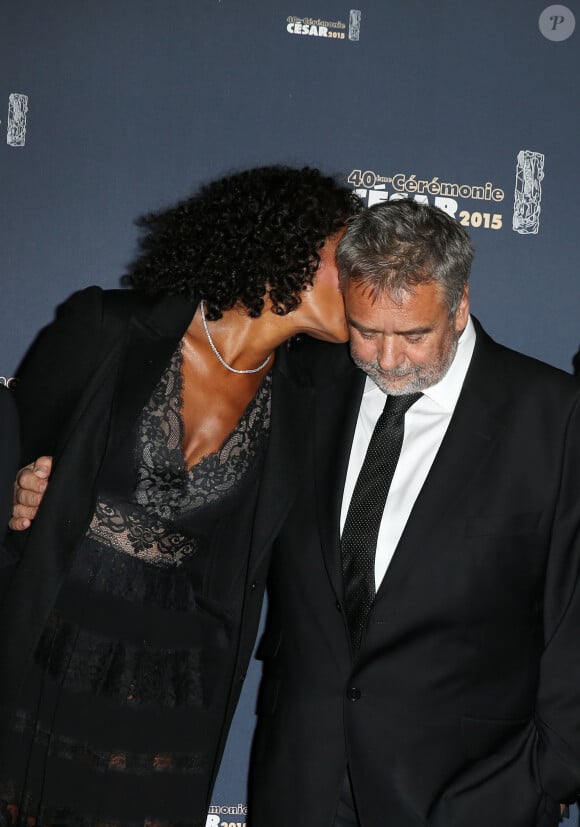 Virginie Silla et son mari Luc Besson - Photocall de la 40ème cérémonie des César au théâtre du Châtelet à Paris le 20 février 2015