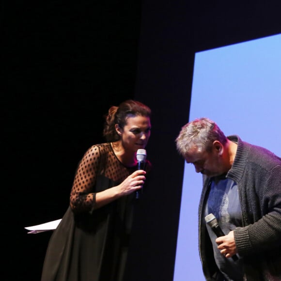 Luc Besson et Isabelle Giordano - Conférence de presse et Soirée UniFrance Films à l'occasion des résultats des films Français à l'étranger en 2014 et lancement de la 5ème édition de "My French Film Festival.com" présidé par Michel Gondry à Paris, le 16 janvier 2015.