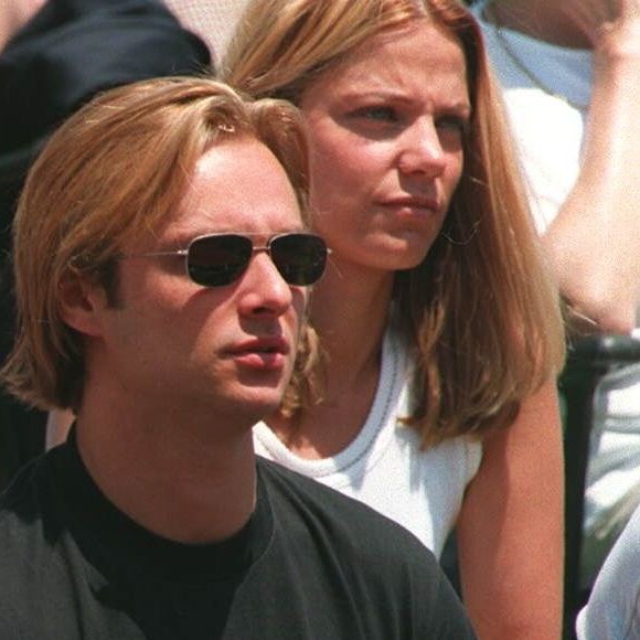 Estelle Lefébure et David Hallyday au tournois de Rolan Garros, en 1994, à Paris. 