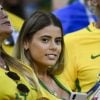 Carol Cabrino (femme de Marquinhos) - Célébrités dans les tribunes lors du match de coupe du monde opposant le Brésil à la Serbie au stade Otkrytie à Moscou, Russie, le 27 juin 2018.