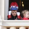 Le prince Jacques, la princesse Gabriella - La famille princière de Monaco au balcon du palais lors de la Fête nationale monégasque à Monaco. Le 19 novembre 2019 © Dominique Jacovides / Bestimage