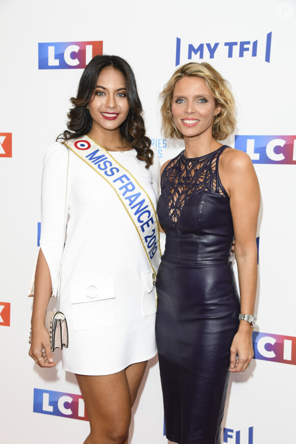 Vaimalama Chaves (Miss France 2019) et Sylvie Tellier - Soirée de rentrée 2019 de TF1 au Palais de Tokyo à Paris, le 9 septembre 2019. © Pierre Perusseau/Bestimage