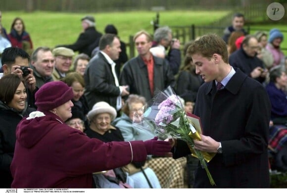 Le prince William à Sandringham pour la messe de Noël en 2001.