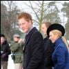 Le prince Harry, Zara Philips et le prince William à la messe de Noël de Sandringham en 2009.