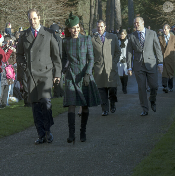 Le prince William et Kate Middleton - La famille royale d'Angleterre se rend à la messe de Noël a l'eglise St Mary Magdalene à Sandringham, le 25 décembre 2013.