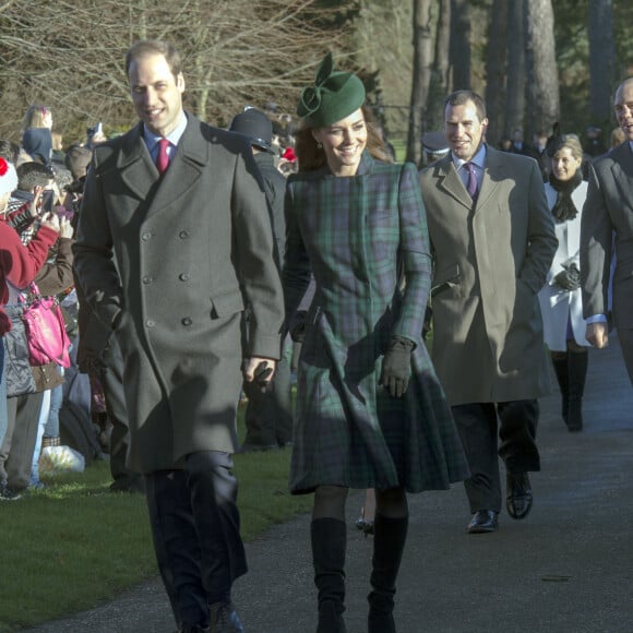 Le prince William et Kate Middleton - La famille royale d'Angleterre se rend à la messe de Noël a l'eglise St Mary Magdalene à Sandringham, le 25 décembre 2013.