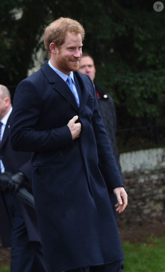 Le prince Harry - Les membres de la famille royale d'Angleterre ont assisté à la messe de Noël de l'église de St. Mary Magdalene à Norfolk, le 25 décembre 2015