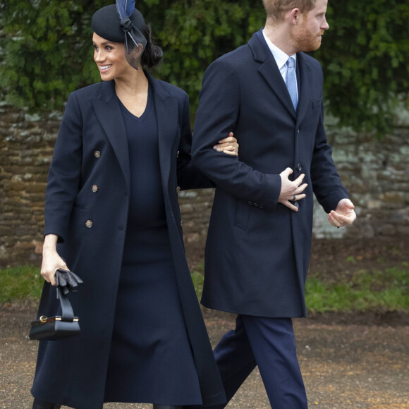 Le prince Harry et Meghan Markle (enceinte) - La famille royale assiste à la messe de Noël à Sandringham le 25 décembre 2018.