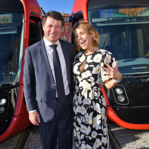 Christian Estrosi, le maire de Nice, et sa femme Laura Tenoudji Estrosi participent à l'inauguration de la ligne 2 du tramway sur le quai Napoléon 1er, à Nice le 14 décembre 2019. © Bruno Bebert / Bestimage