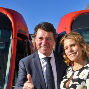 Christian Estrosi, le maire de Nice, et sa femme Laura Tenoudji Estrosi durant l'inauguration de la ligne 2 du tramway sur le quai Napoléon 1er, à Nice le 14 décembre 2019.  © Bruno Bebert / Bestimage