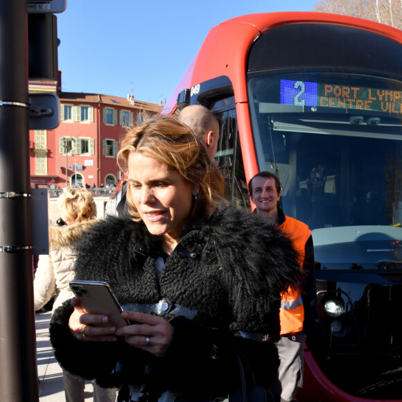 Laura Tenoudji Estrosi durant l'inauguration de la ligne 2 du tramway sur le quai Napoléon 1er, à Nice le 14 décembre 2019. © Bruno Bebert / Bestimage