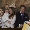 Le prince Daniel, la princesse Madeleine de Suède, enceinte, son mari Christopher (Chris) O'Neill et leur fille princesse Leonore - La famille royale suédoise assiste à une réception lors de la publication des bans du mariage du prince Carl Philip de Suède et de sa fiancée Sofia Hellqvist au palais royal à Stockholm, le 17 mai 2015.