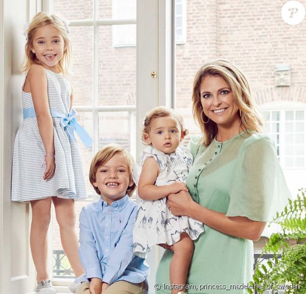 La princesse Madeleine de Suède et ses trois enfants, Leonore, Nicolas et Adrienne, sur Instagram, octobre 2019.