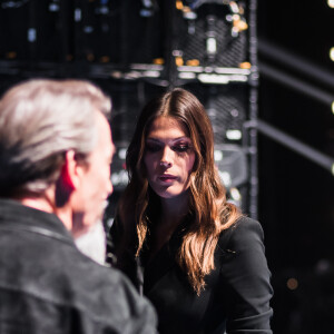 Exclusif - Florent Pagny, Iris Mittenaere et le chanteur Dave - Backstage de l'enregistrement de l'émission "La boite à secrets" N°2, présentée par F.Bollaert, et qui sera diffusée le 20 décembre sur France 3 en prime time. Le 8 octobre 2019 © Tiziano Da Silva / Bestimage