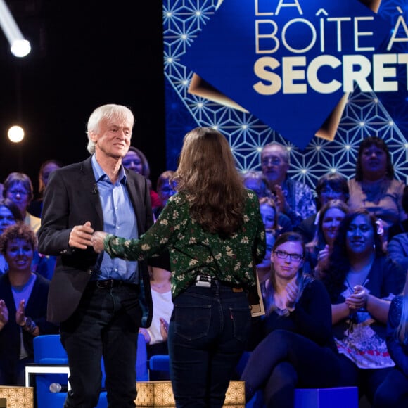 Exclusif - Florent Pagny, Iris Mittenaere et le chanteur Dave - Backstage de l'enregistrement de l'émission "La boite à secrets" N°2, présentée par F.Bollaert, et qui sera diffusée le 20 décembre sur France 3 en prime time. Le 8 octobre 2019 © Tiziano Da Silva / Bestimage